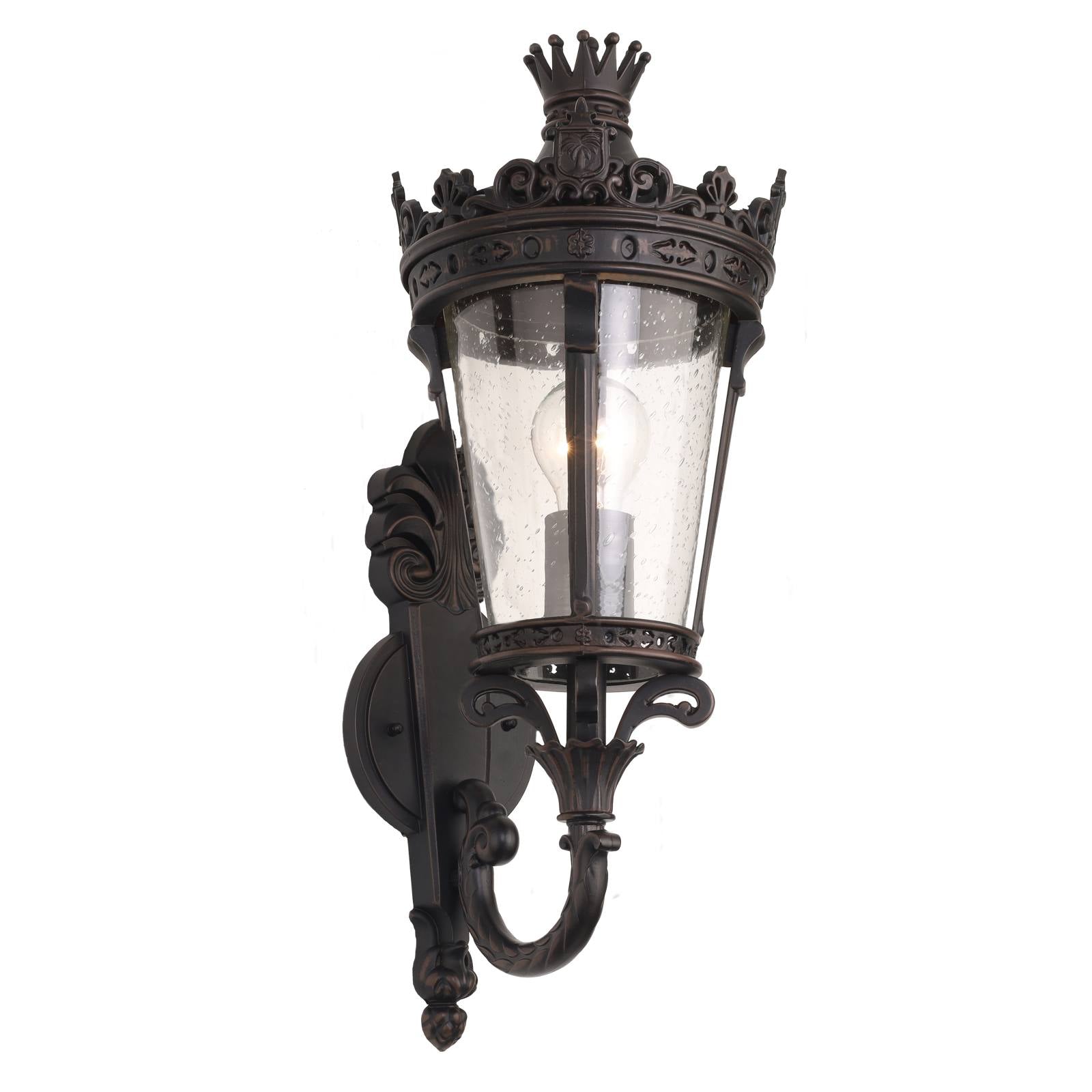 Crown Large Outdoor Wall Light, Antique Bronze
