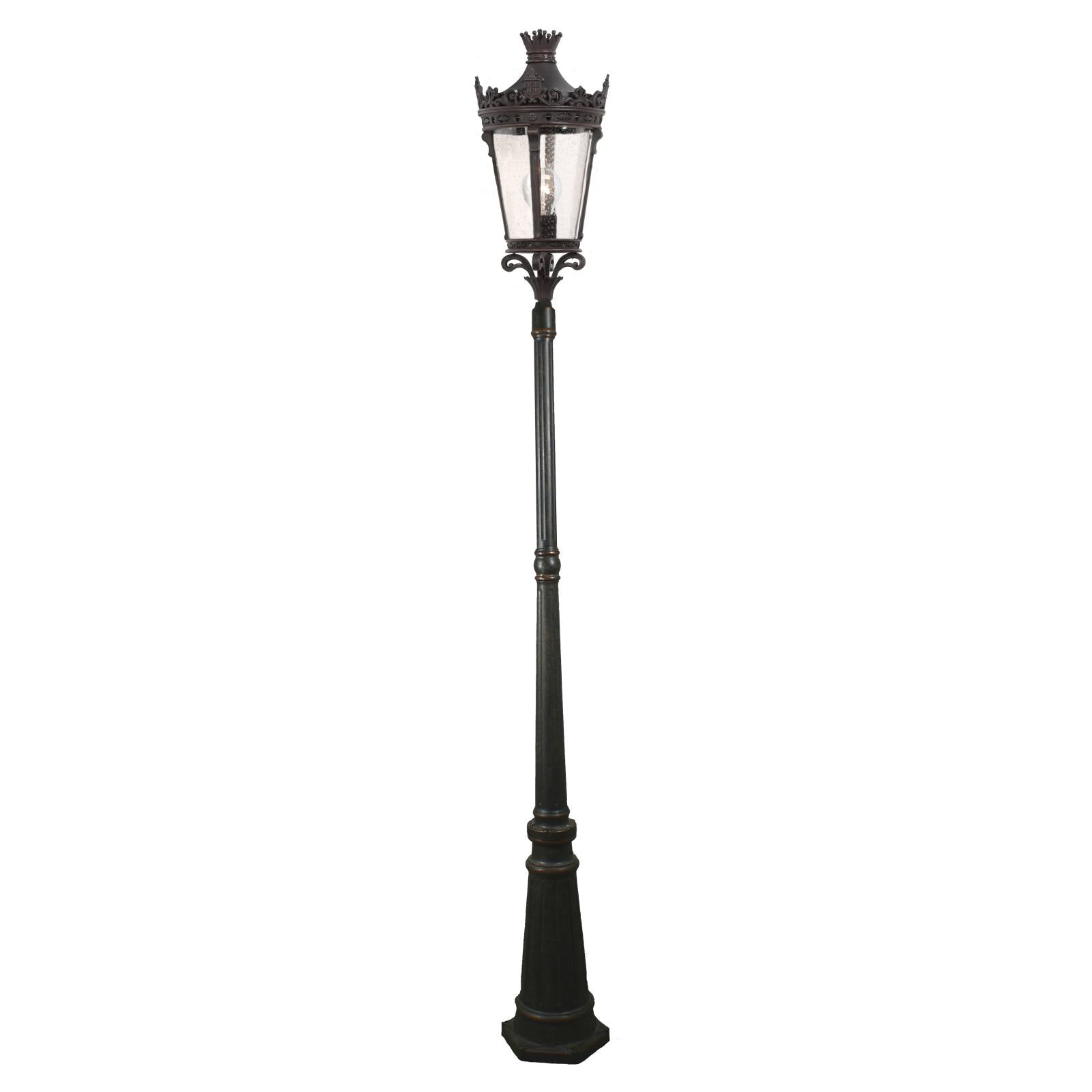Crown Large Standard Outdoor Garden Post Light, Antique Bronze
