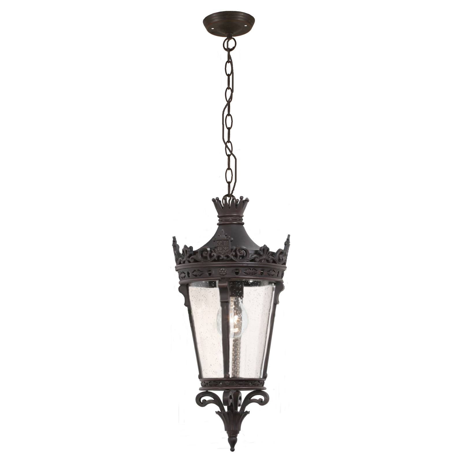 Crown Large Indoor Chain Pendant Light, Antique Bronze