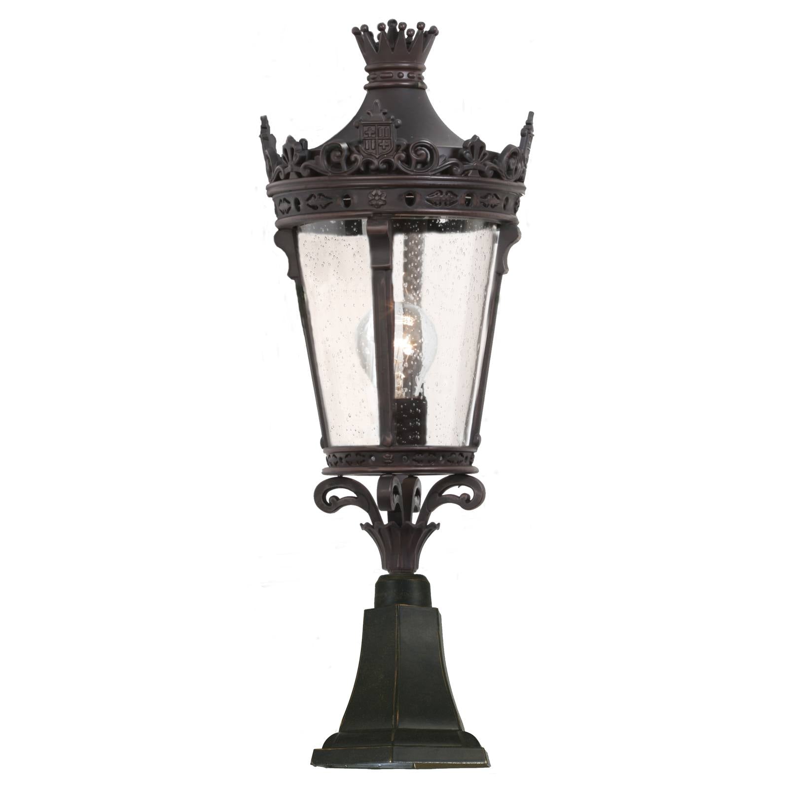 Crown Large Outdoor Pillar Mount, Antique Bronze