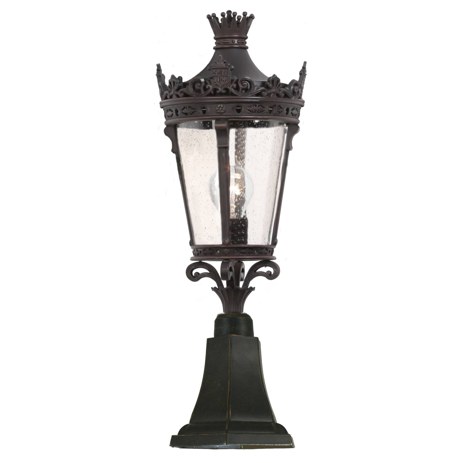 Crown Small Outdoor Pillar Mount, Antique Bronze