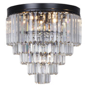 Celestial 40cm Flush 6 Light 5 Tier Crystal Glass Chandelier, Black