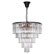 Celestial 49cm 10 Light 5 Tier Crystal Glass Chandelier, Black