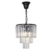 Celestial 29cm 4 Light 3 Tier Crystal Glass Chandelier, Black