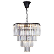 Celestial 39cm 5 Light 4 Tier Crystal Glass Chandelier, Black