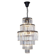 Celestial 39cm 9 Light 6 Tier Crystal Glass Chandelier, Black