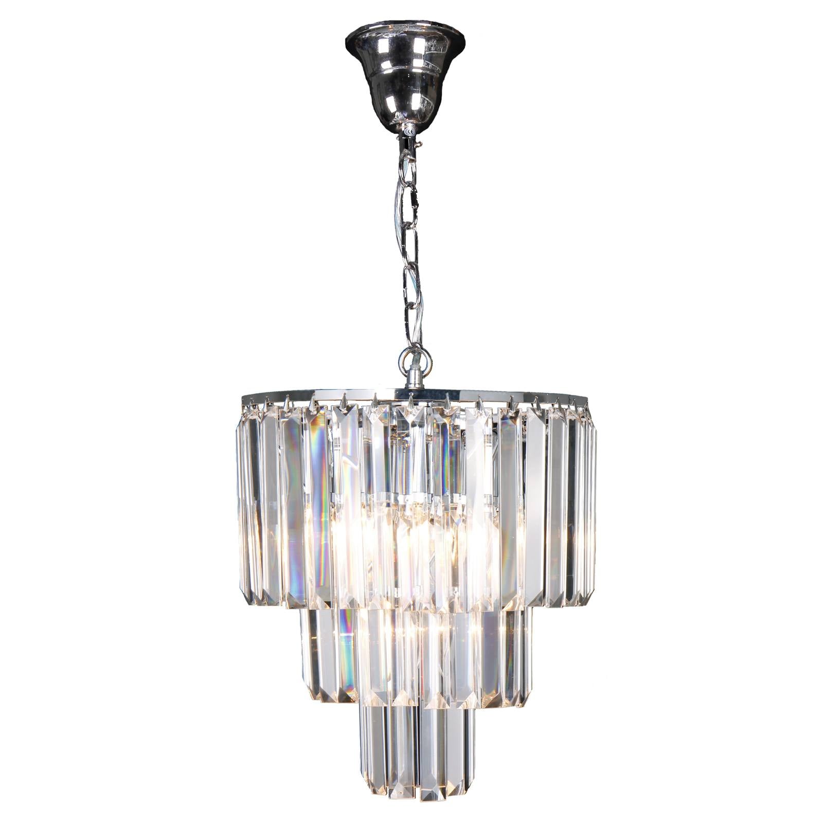 Celestial 29cm 4 Light 3 Tier Crystal Glass Chandelier, Chrome