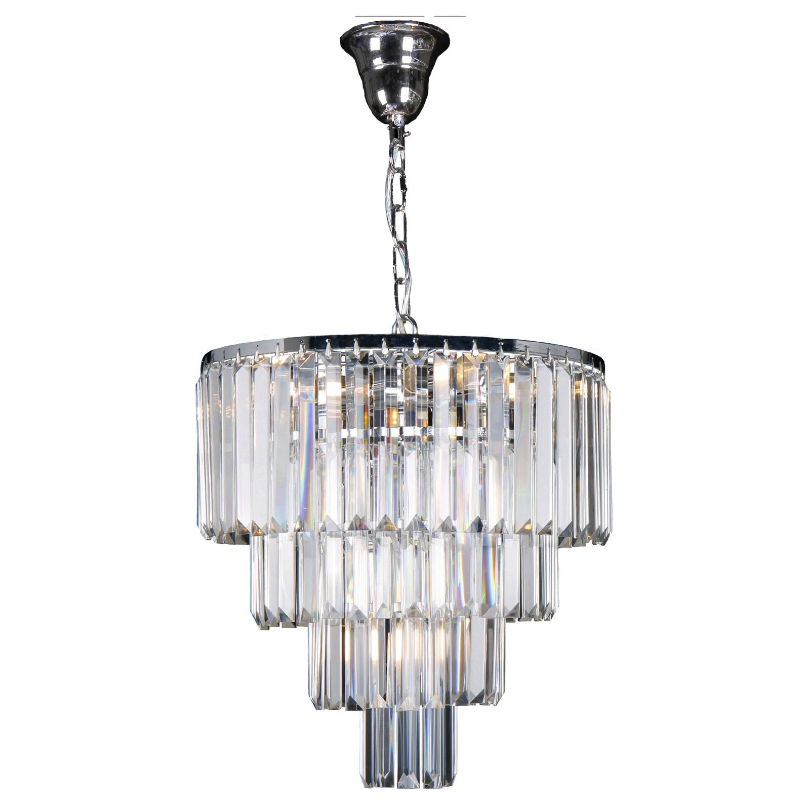 Celestial 39cm 5 Light 4 Tier Crystal Glass Chandelier, Chrome