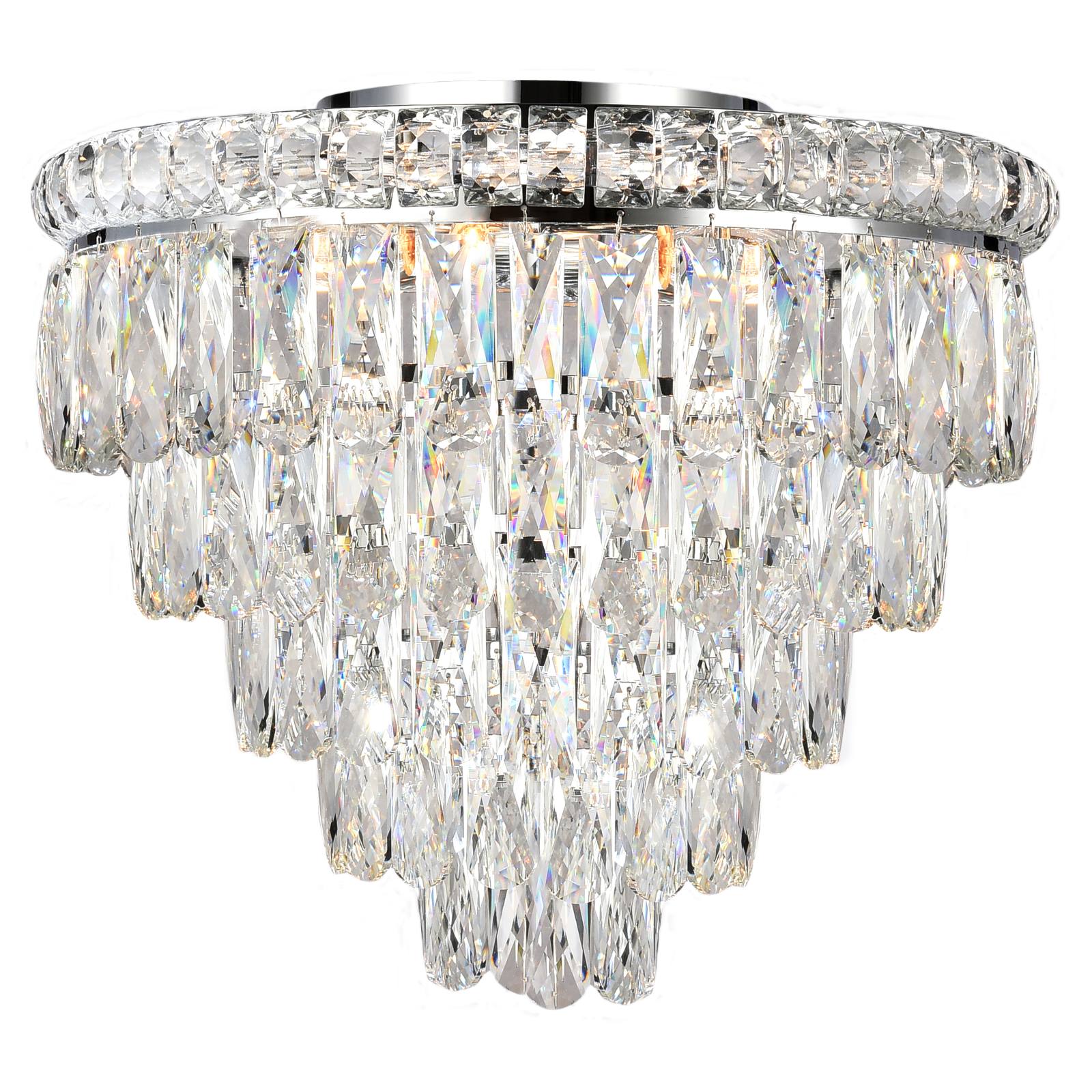 Emporia 45cm Flush 5 Light 5 Tier Crystal Glass Chandelier, Chrome