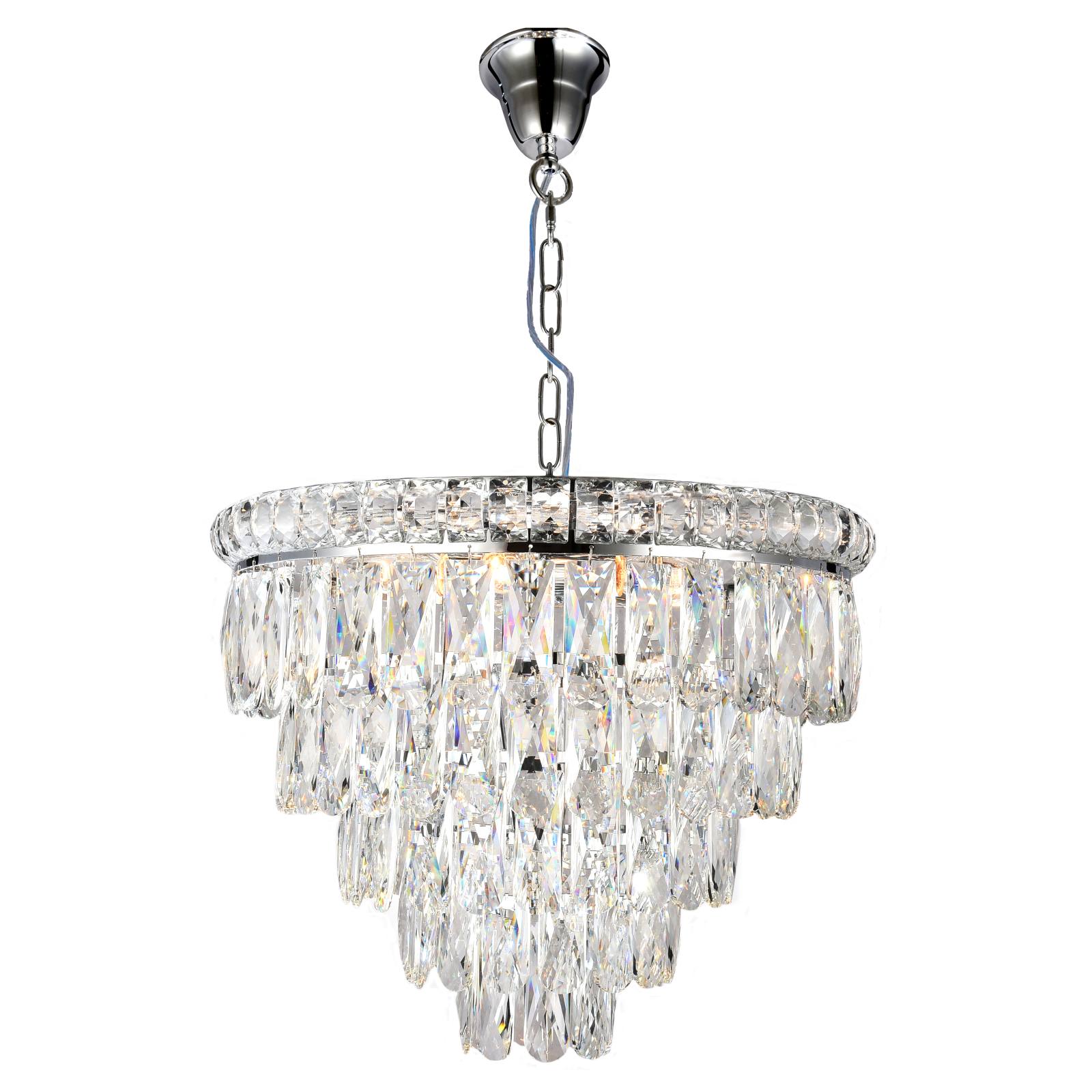 Emporia 45cm 8 Light 5 Tier Crystal Glass Chandelier, Chrome