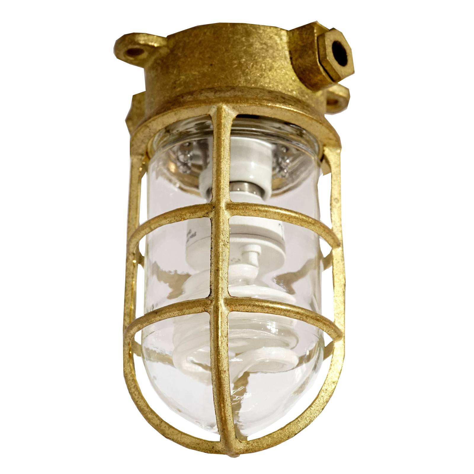 Regatta Outdoor Ceiling Mount Light, Solid Brass