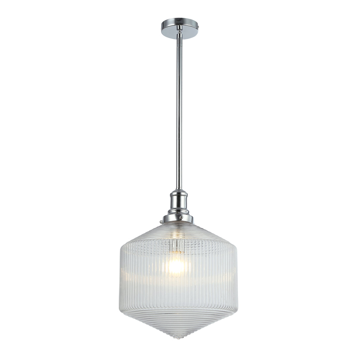 Jefferson Large Rod Pendant, Clear Glass & Chrome