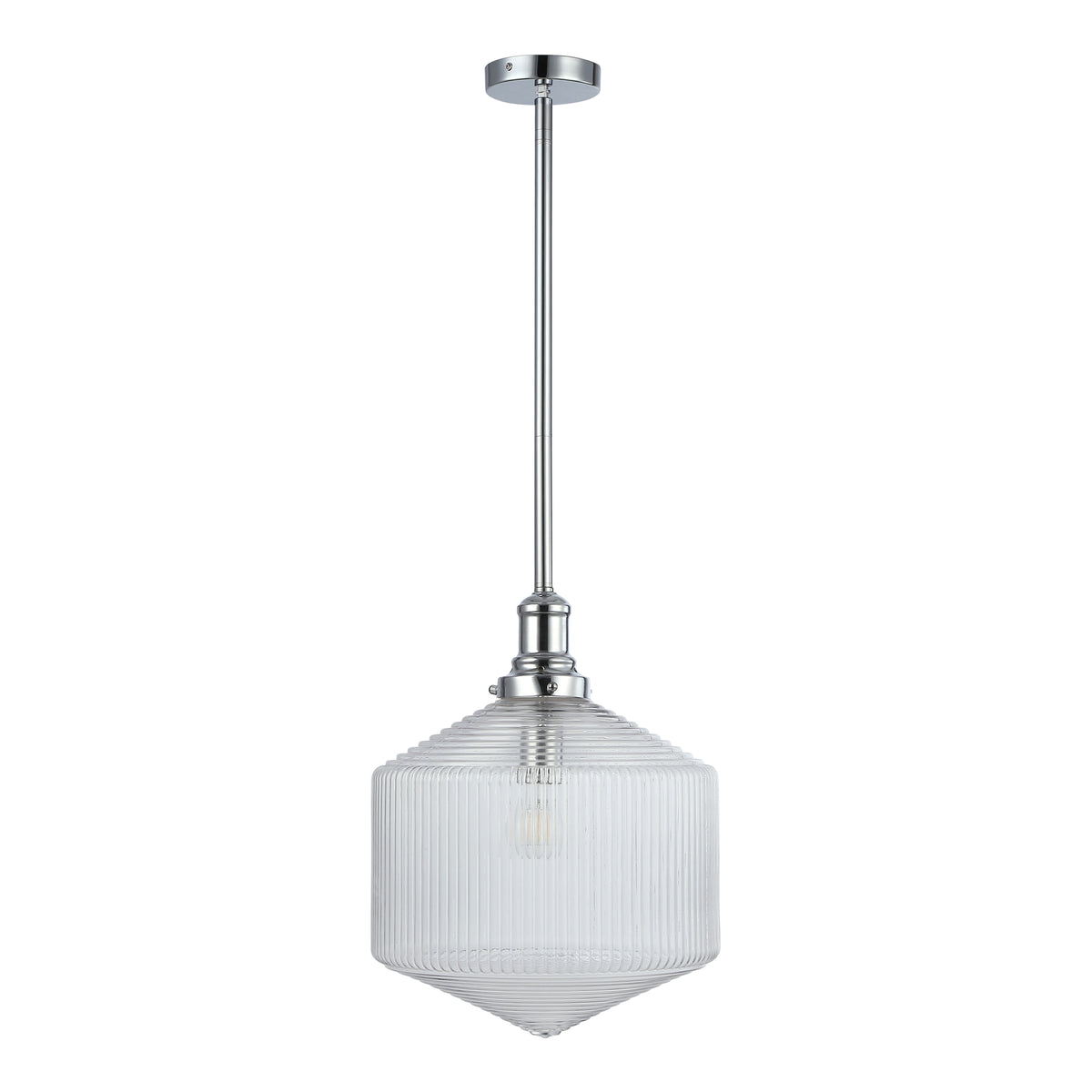 Jefferson Large Rod Pendant, Clear Glass & Chrome