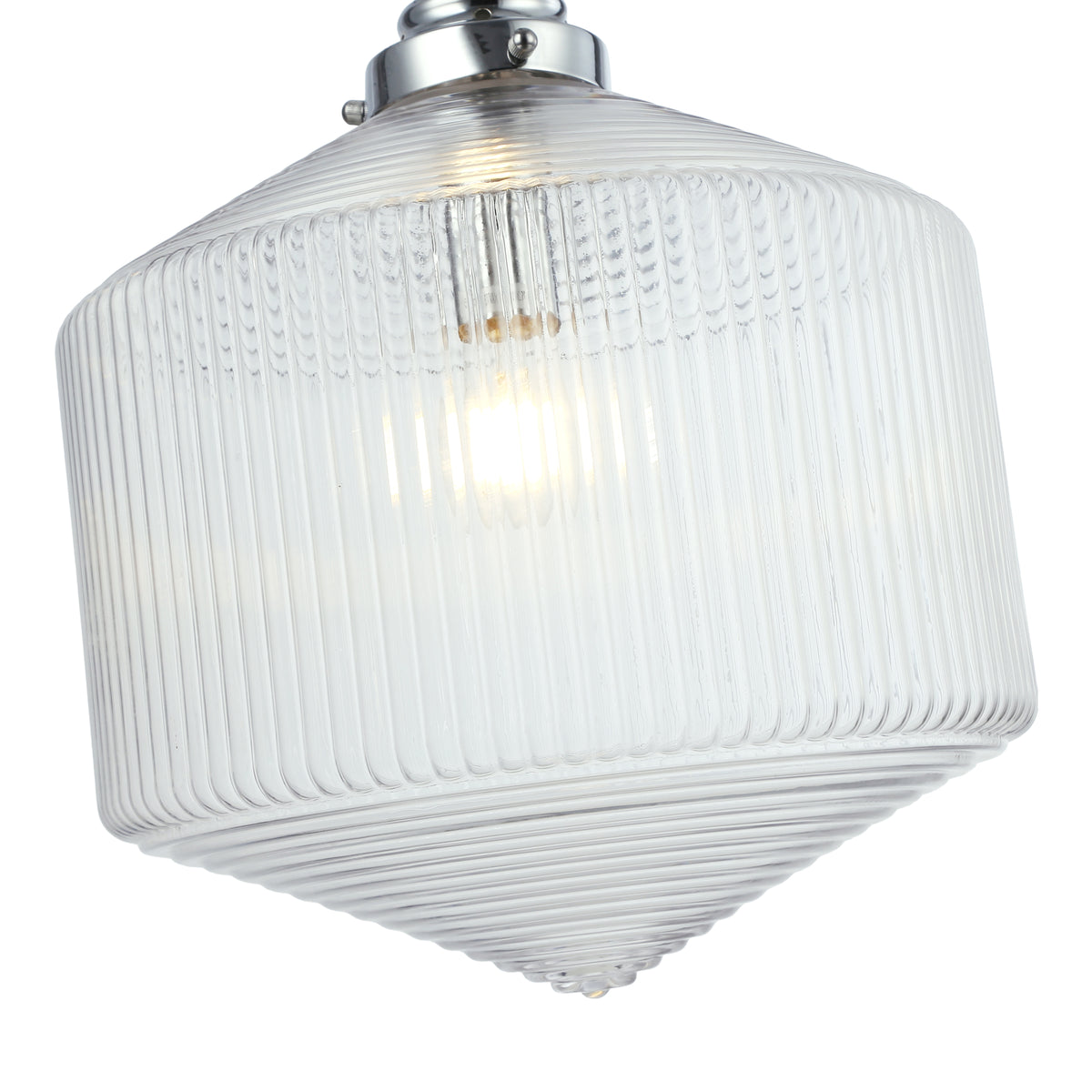 Jefferson Large Rod Pendant, Clear Glass & Chrome
