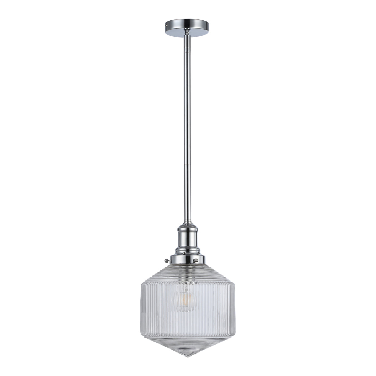 Jefferson Small Rod Pendant, Clear Glass & Chrome