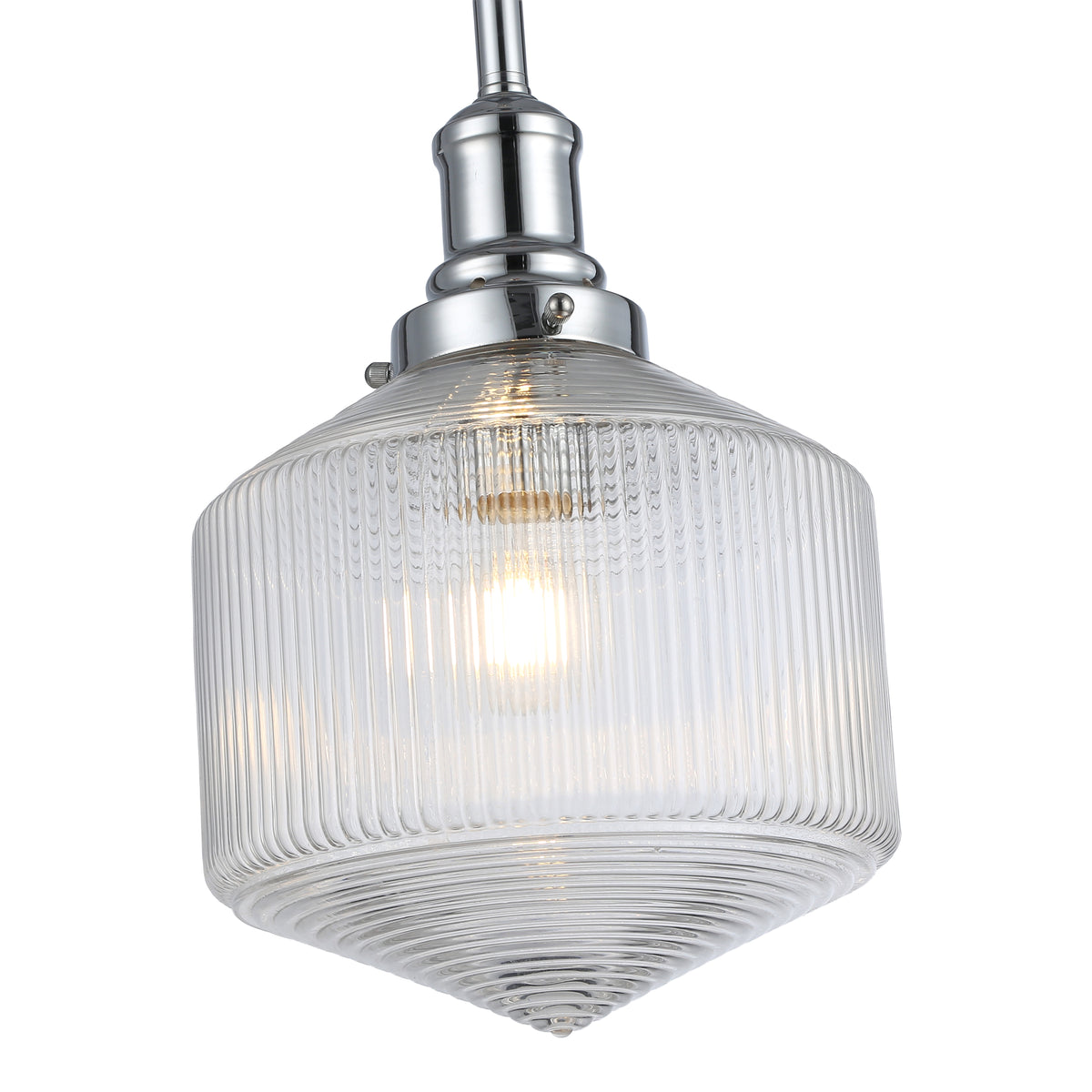 Jefferson Small Rod Pendant, Clear Glass & Chrome
