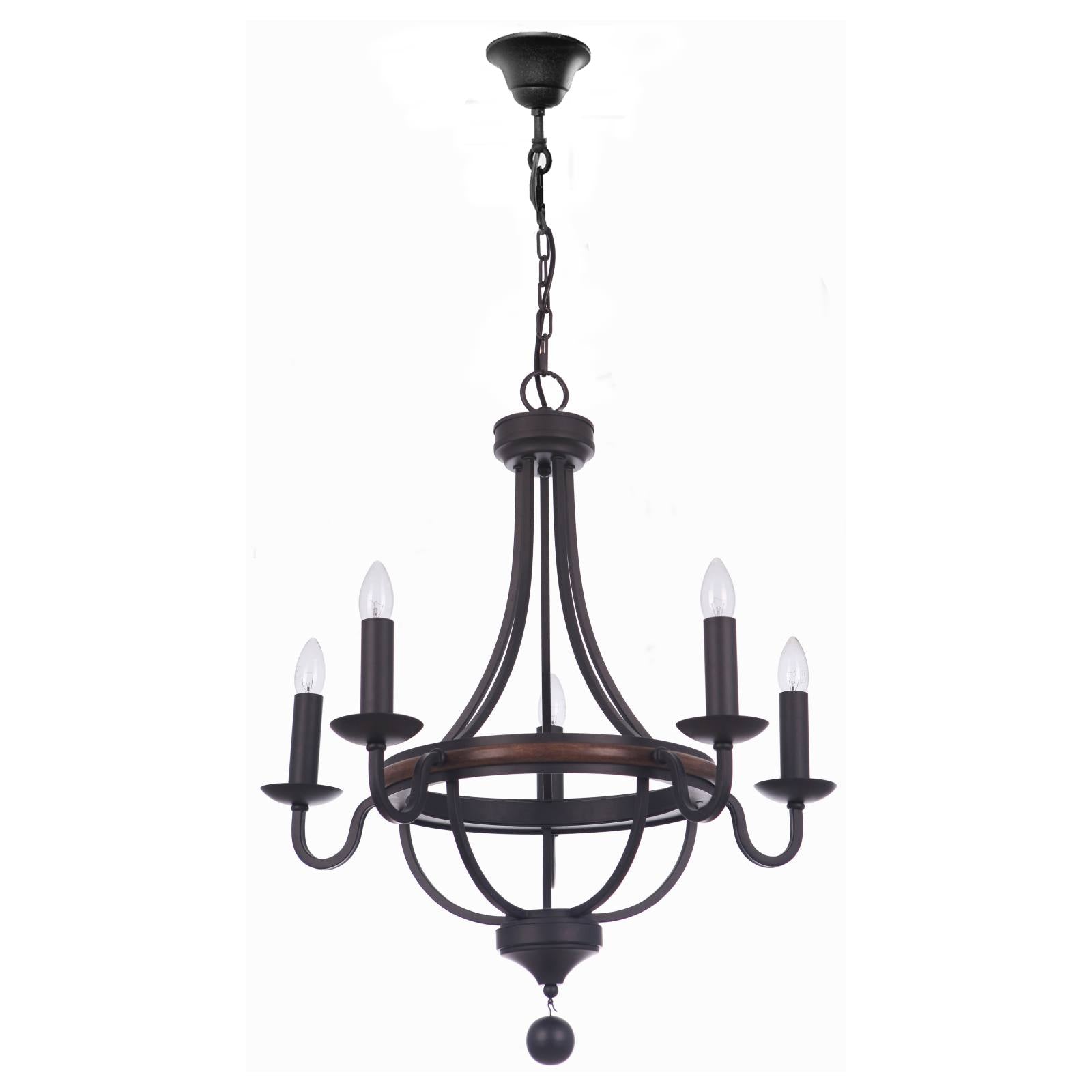 Lakewood 5 Light Pendant, Bronze
