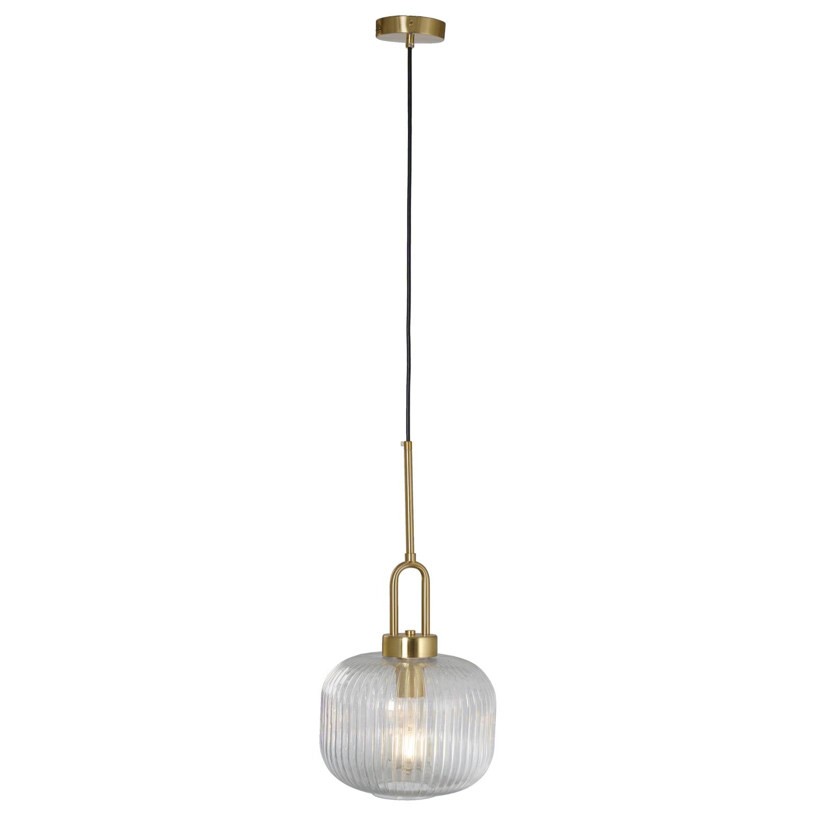 Main Pendant Light Black Cord, Satin Brass