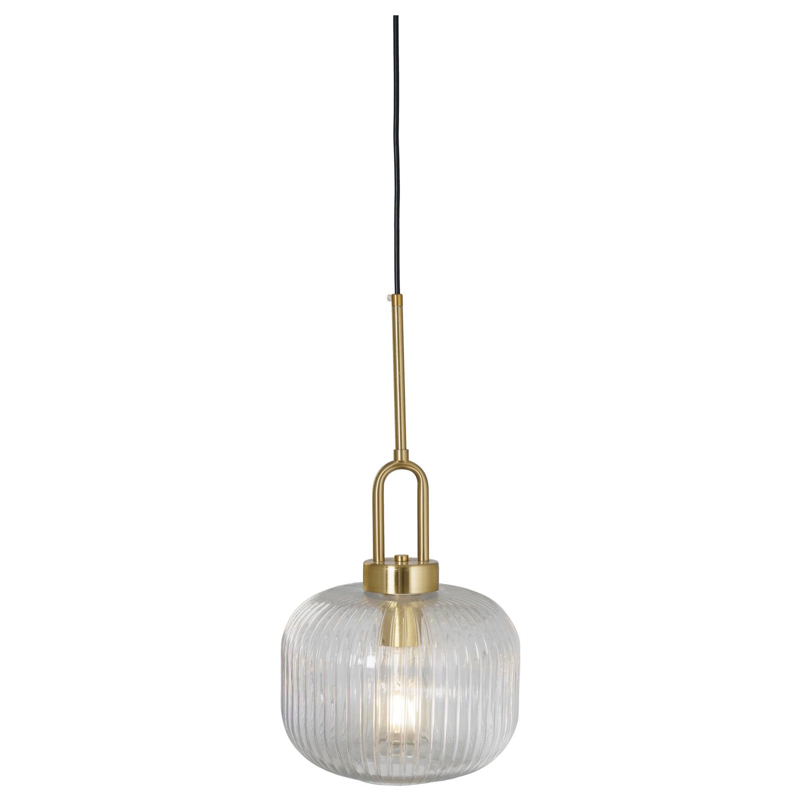 Main Pendant Light Black Cord, Satin Brass