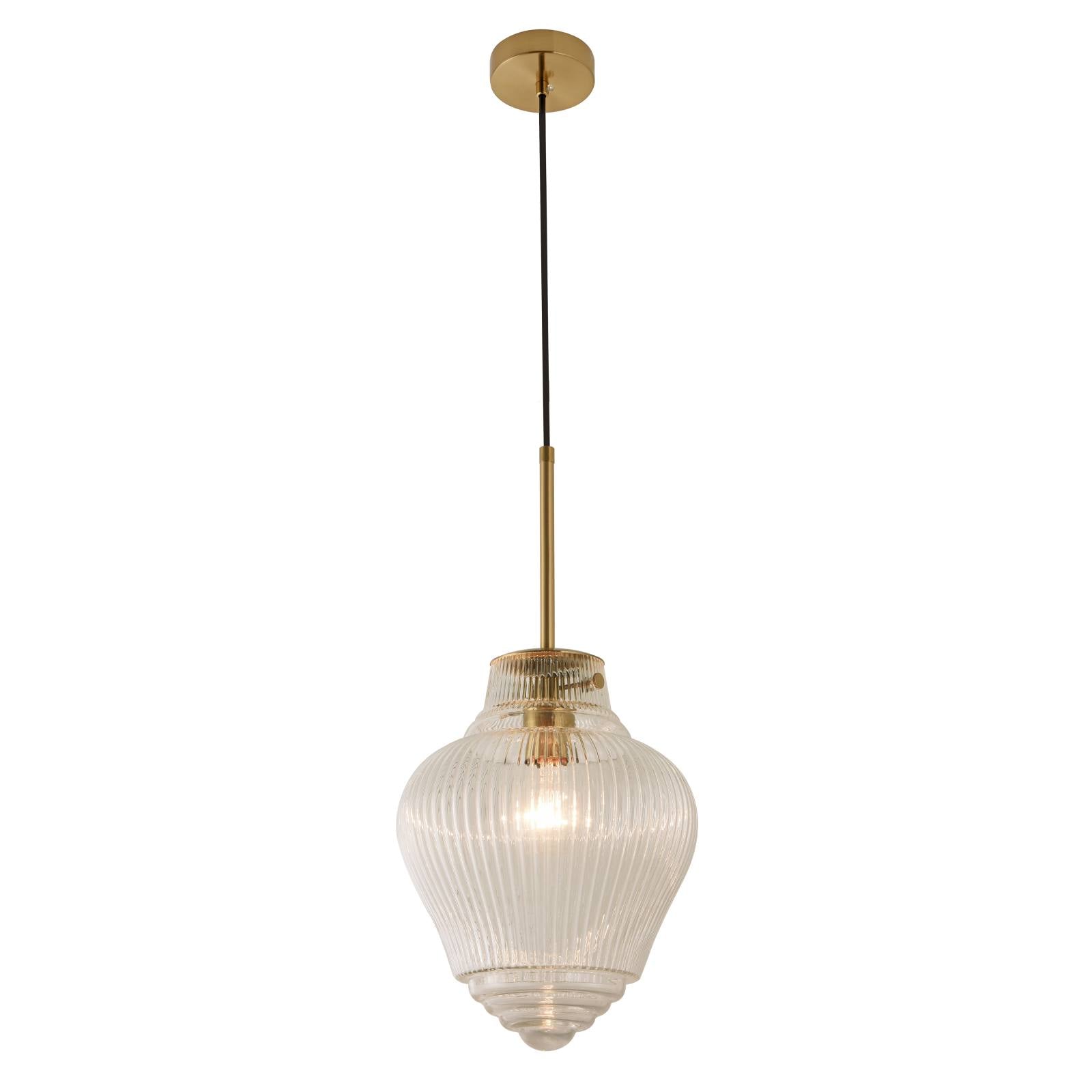 Ridge Pendant Light Black Cord, Satin Brass