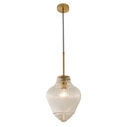 Ridge Pendant Light Black Cord, Satin Brass