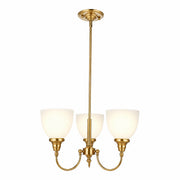 Benson Upwards 3 Light Pendant, Satin Brass