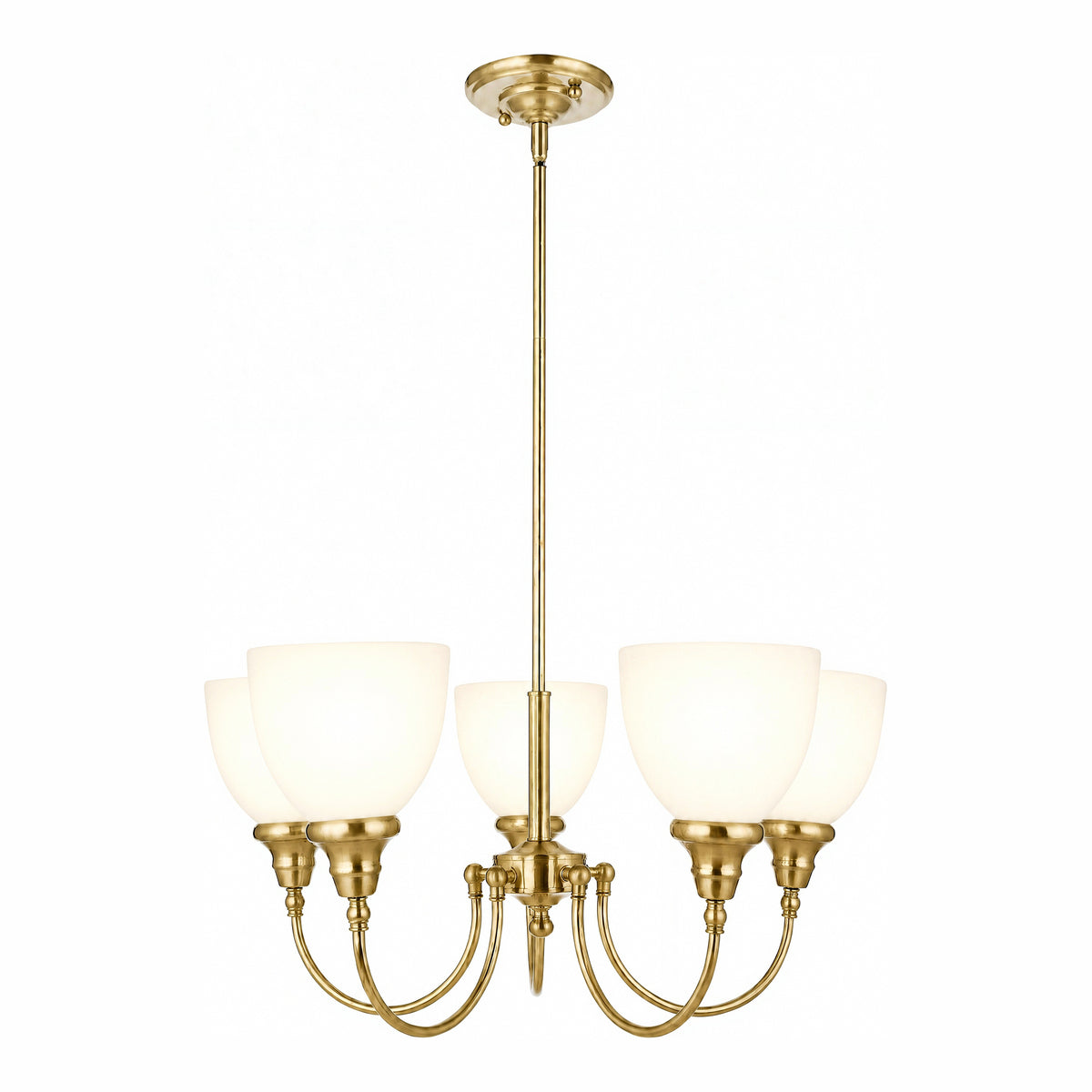 Benson Upwards 5 Light Pendant, Satin Brass