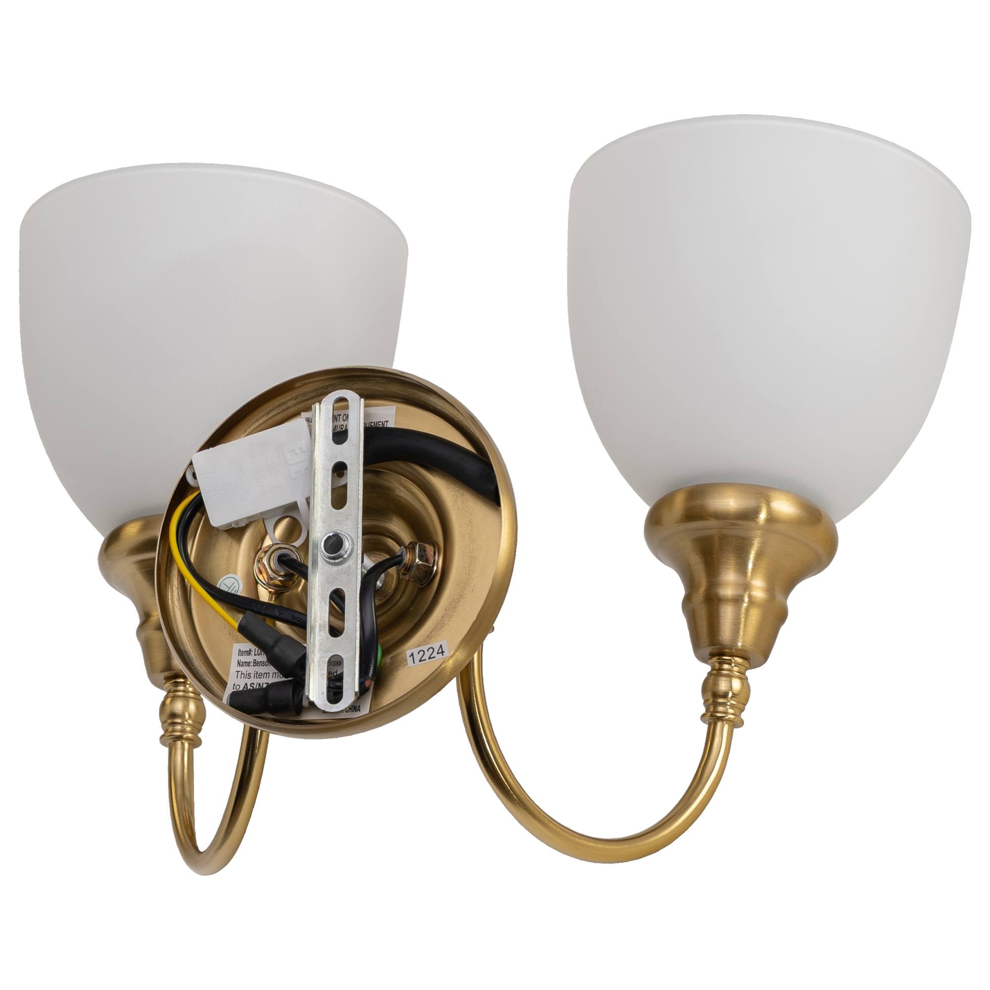 Benson 2 Light Wall Bracket, Satin Brass