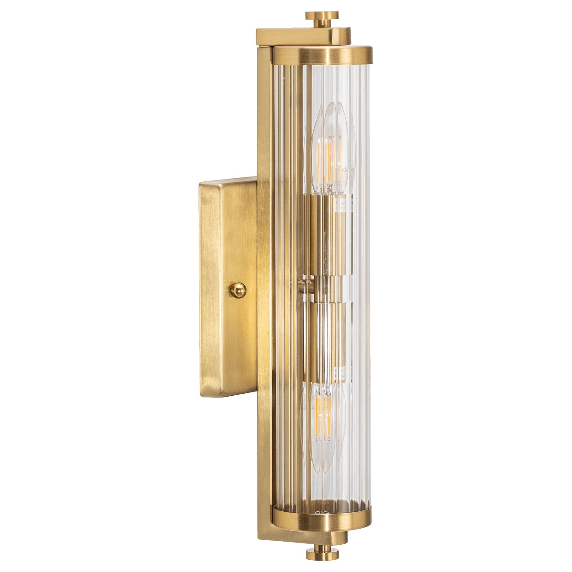 Rockford 2 Light Wall Light, Satin Brass