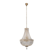 Classique Medium 50cm 6 Light Basket Crystal Glass Chandelier, Satin Brass
