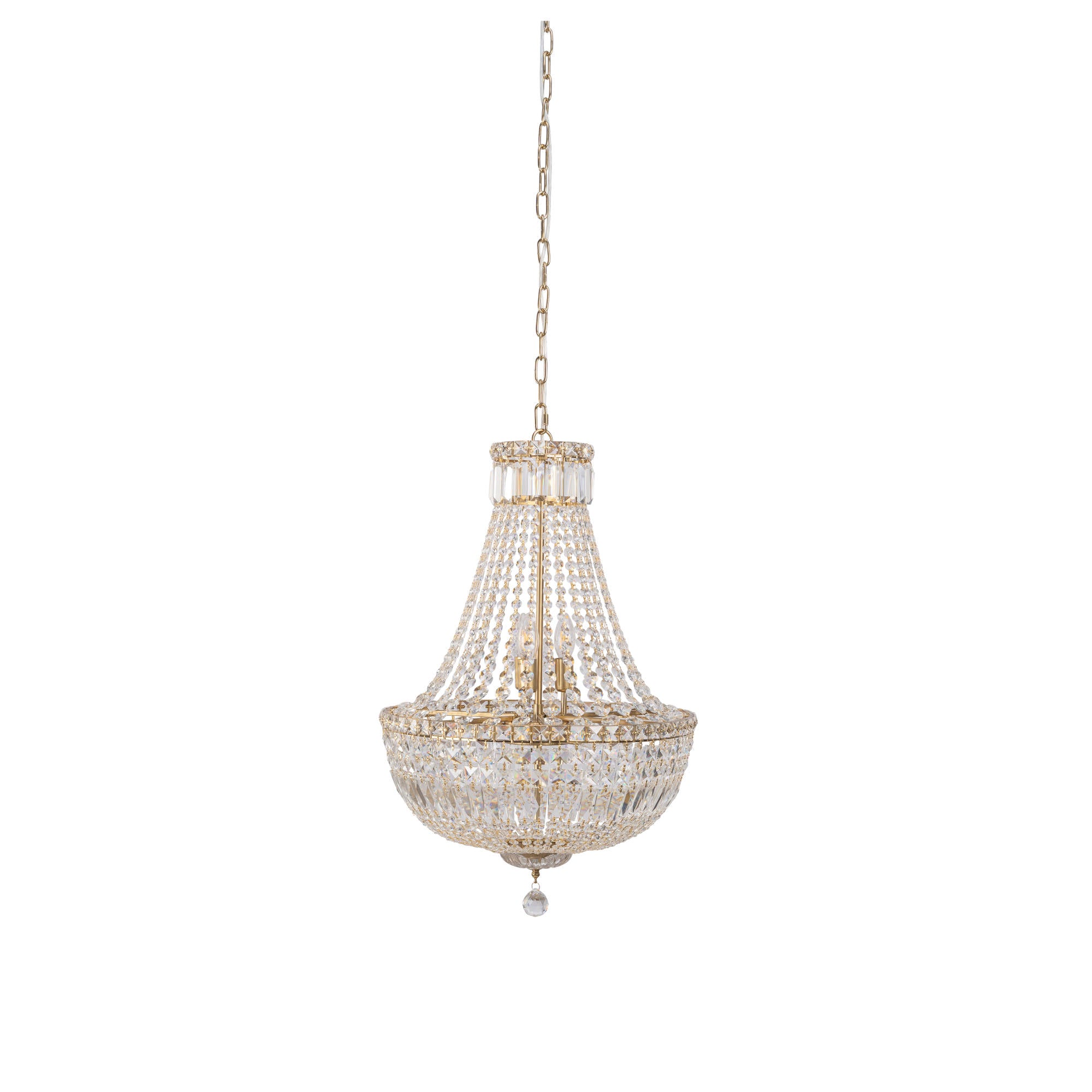 Classique Medium 50cm 6 Light Basket Crystal Glass Chandelier, Satin Brass