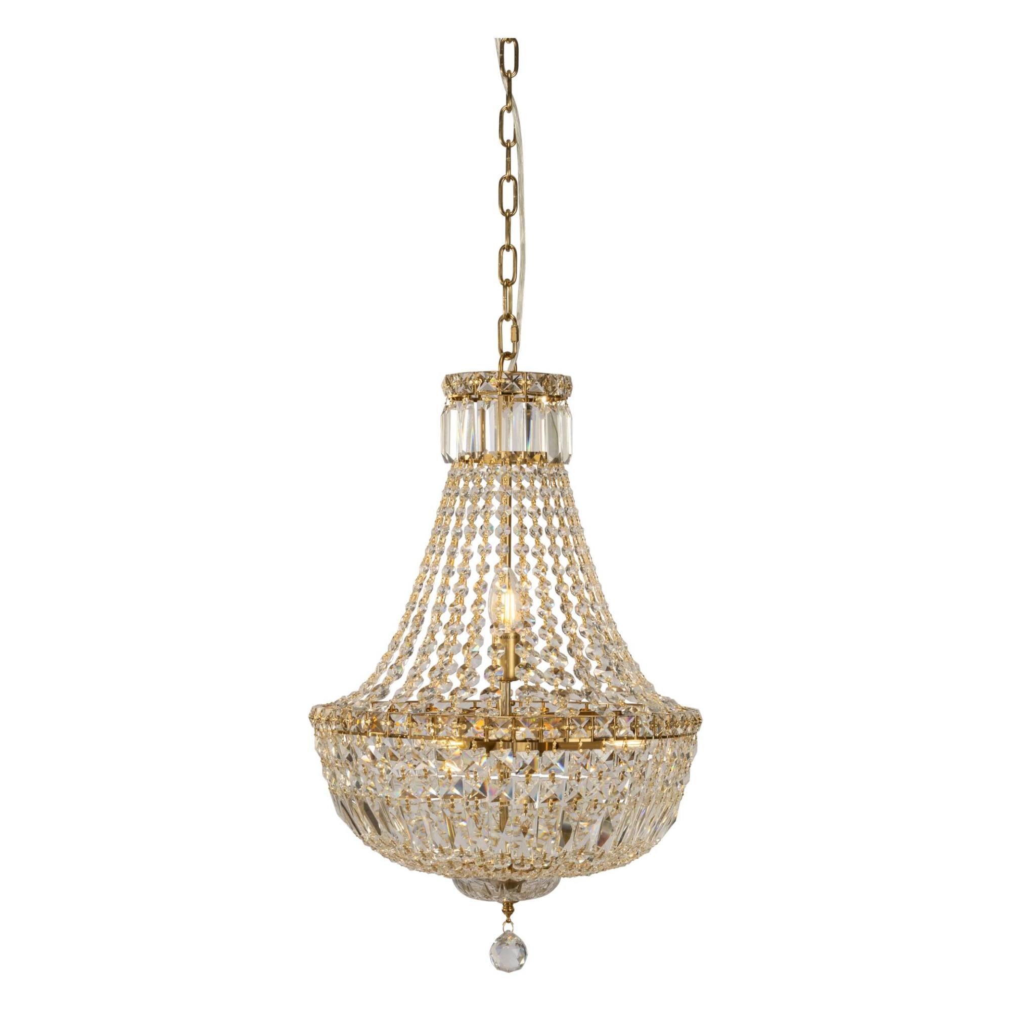 Small crystal chandelier in bedroom