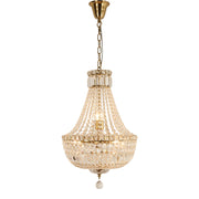 Classique Small 40cm 5 Light Basket Crystal Glass Chandelier, Satin Brass
