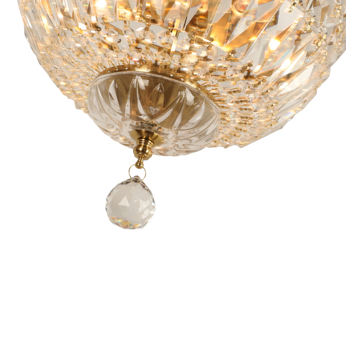 Classique Small 40cm 5 Light Basket Crystal Glass Chandelier, Satin Brass