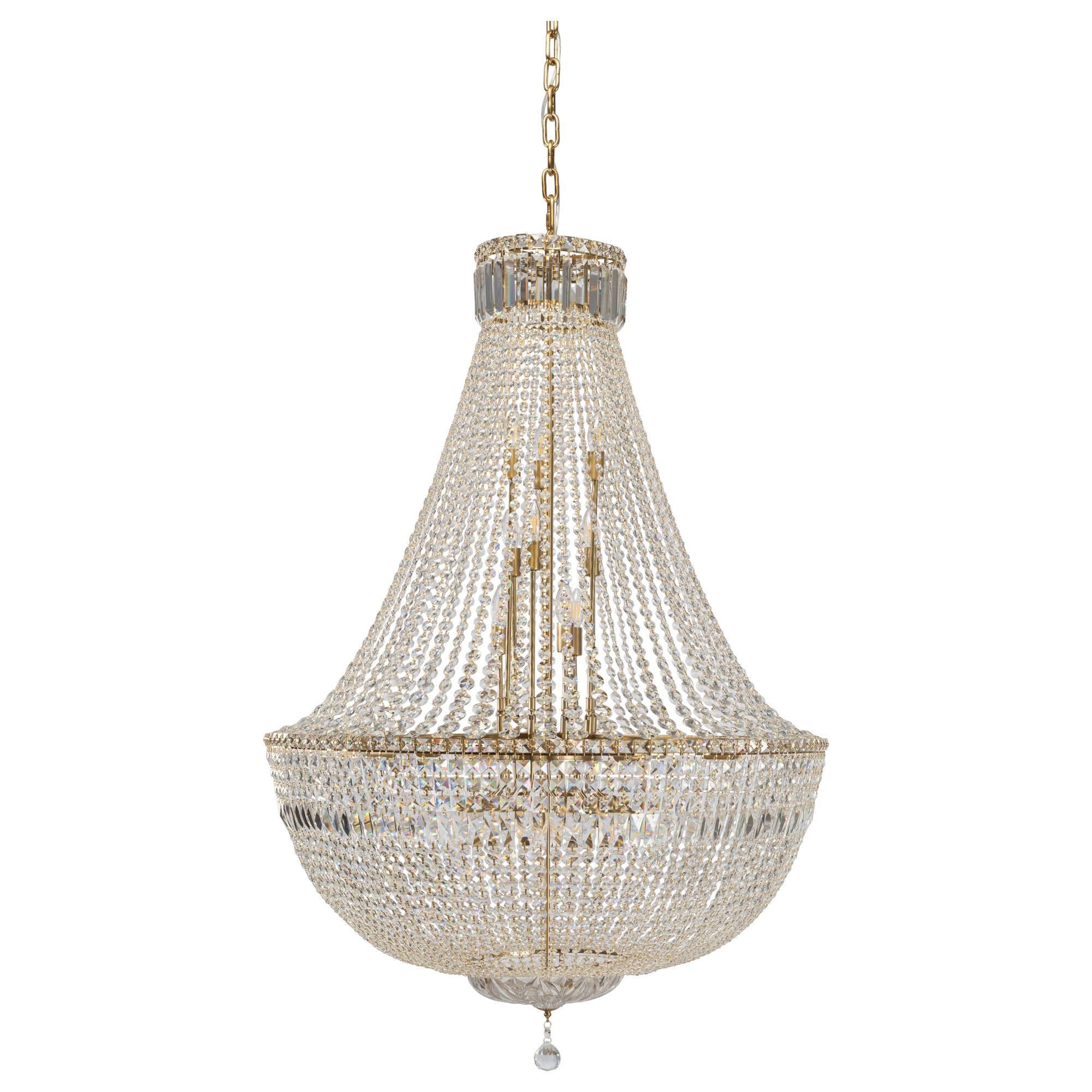 Classique Grand 27 Light Basket Crystal Glass Chandelier, Satin Brass