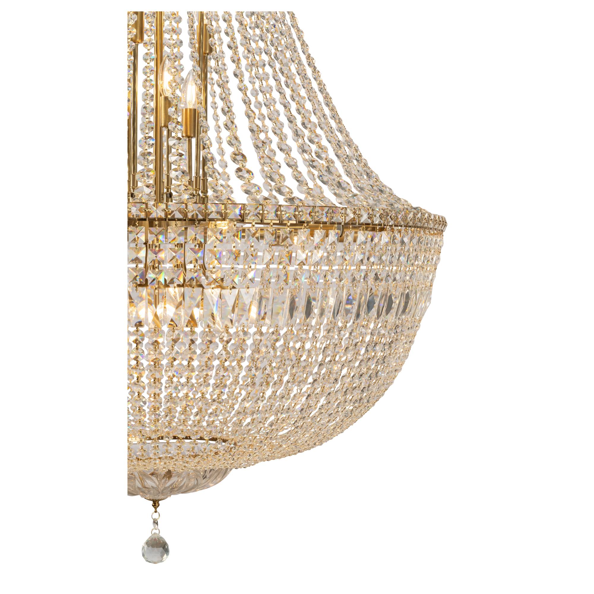 Classique Grand 27 Light Basket Crystal Glass Chandelier, Satin Brass