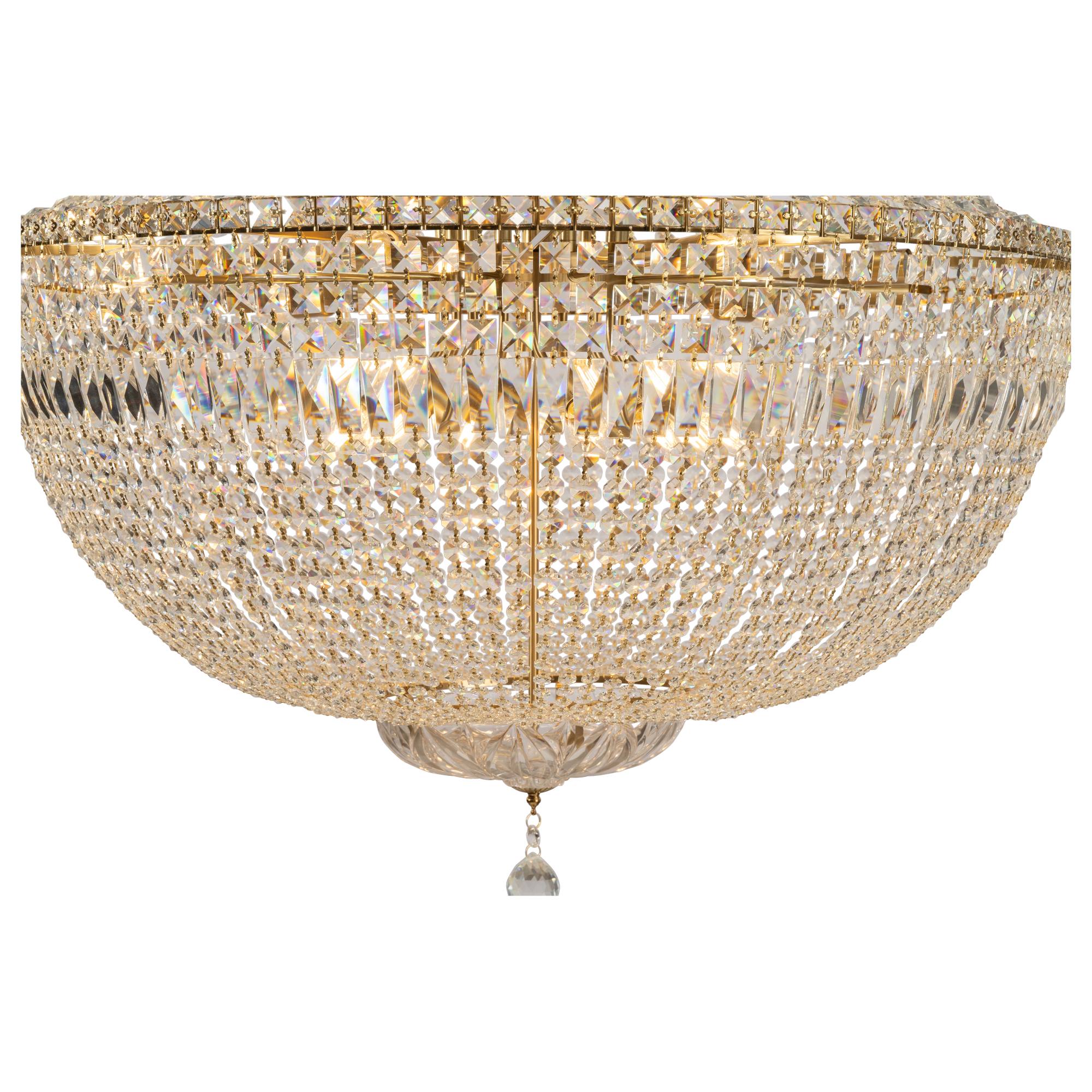 Classique Grand 27 Light Basket Crystal Glass Chandelier, Satin Brass
