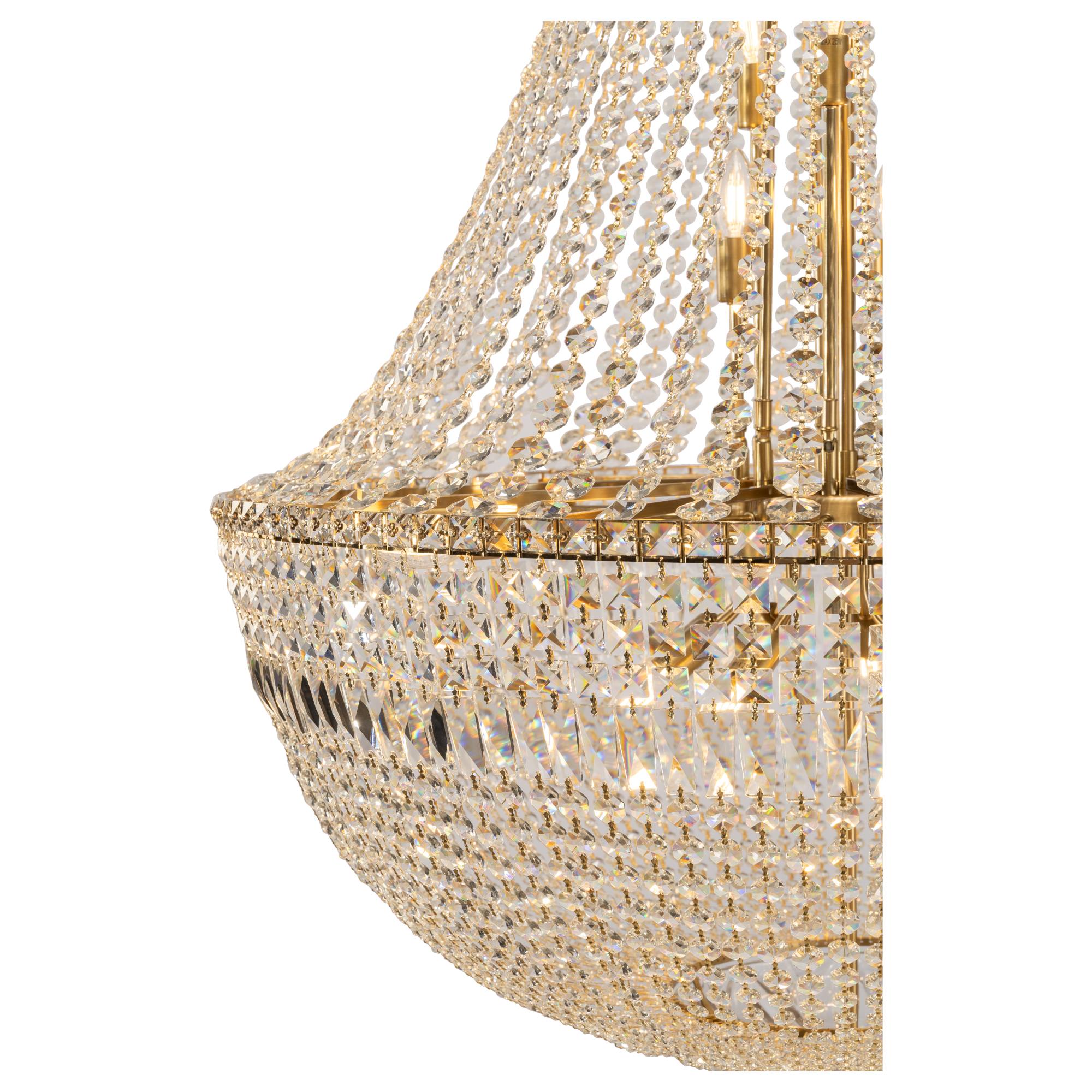 Classique Grand 27 Light Basket Crystal Glass Chandelier, Satin Brass