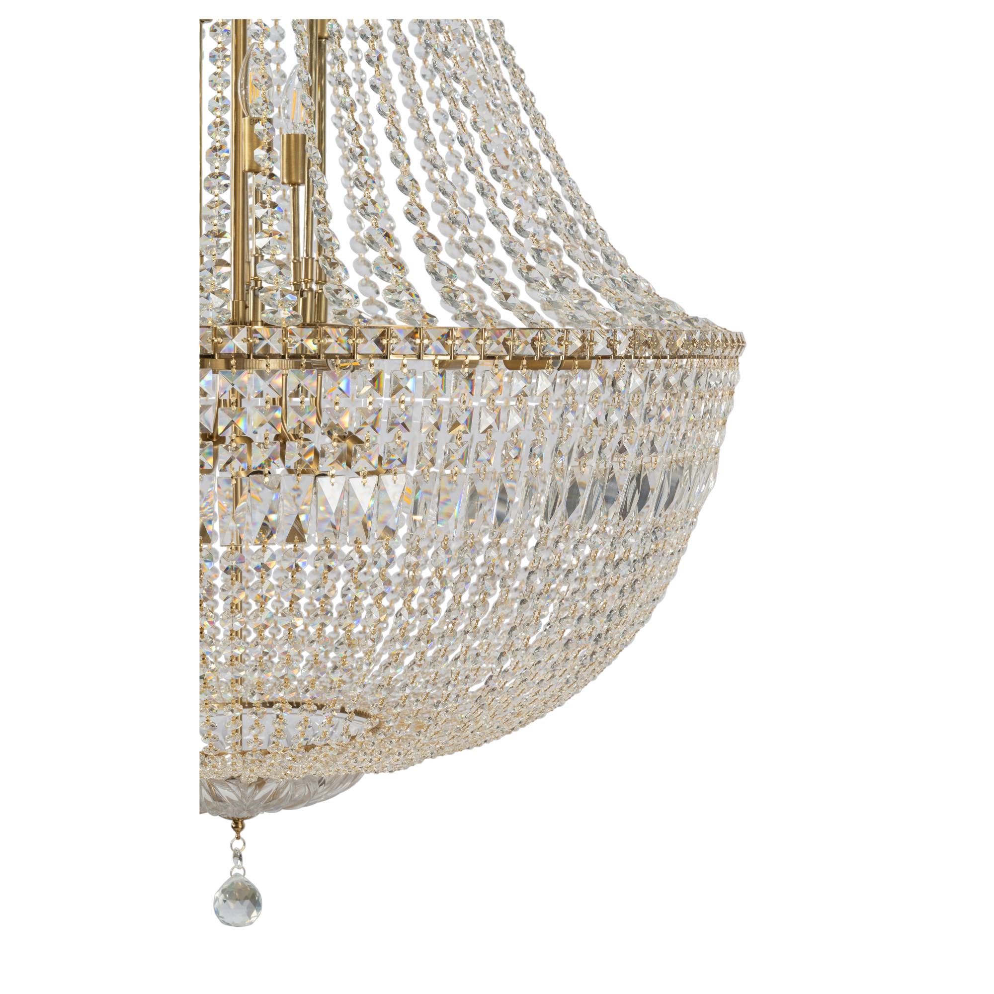 Classique Grand 27 Light Basket Crystal Glass Chandelier, Satin Brass