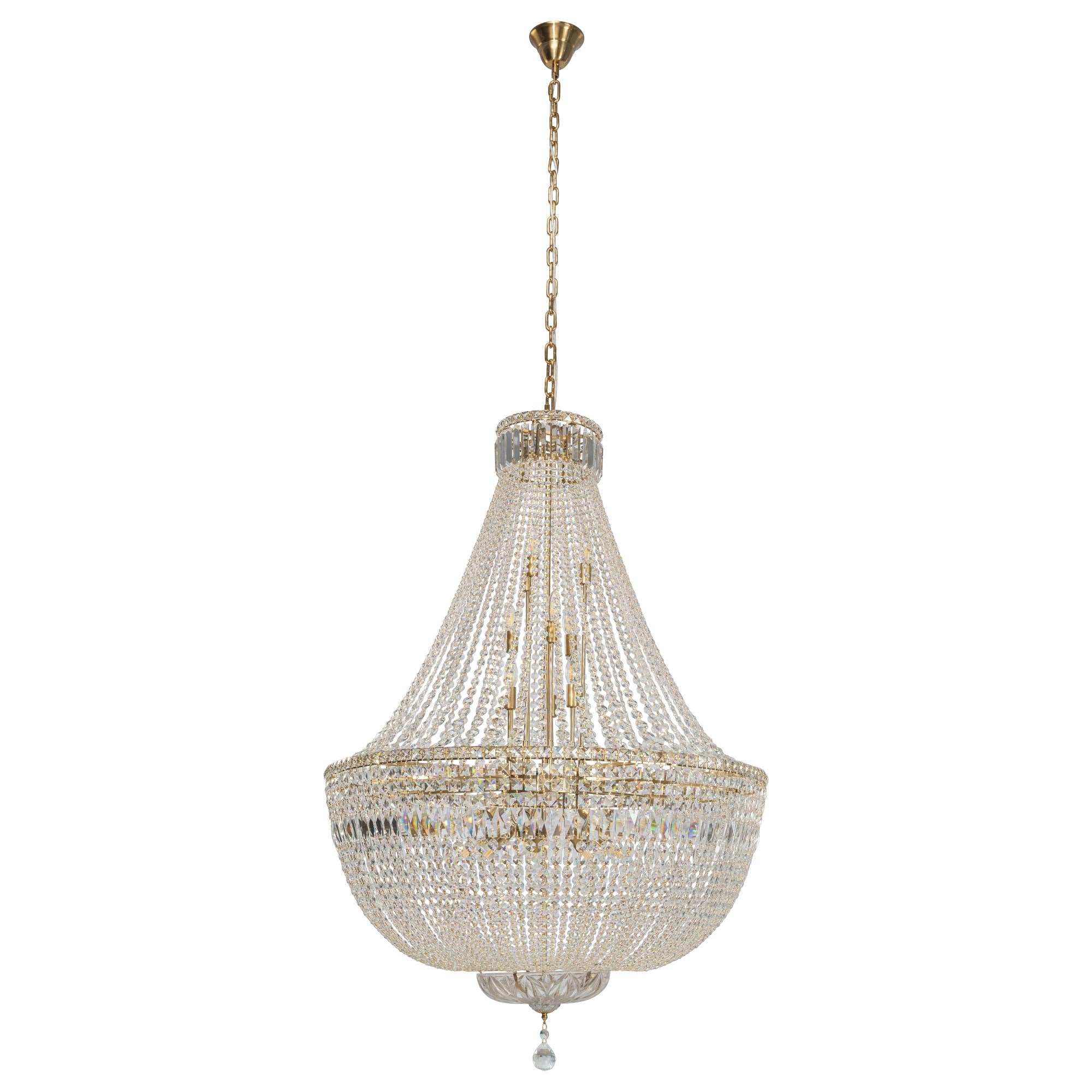 Classique Grand 27 Light Basket Crystal Glass Chandelier, Satin Brass