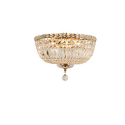 Classique Medium 40cm Flush 5 Light Crystal Glass Chandelier, Satin Brass