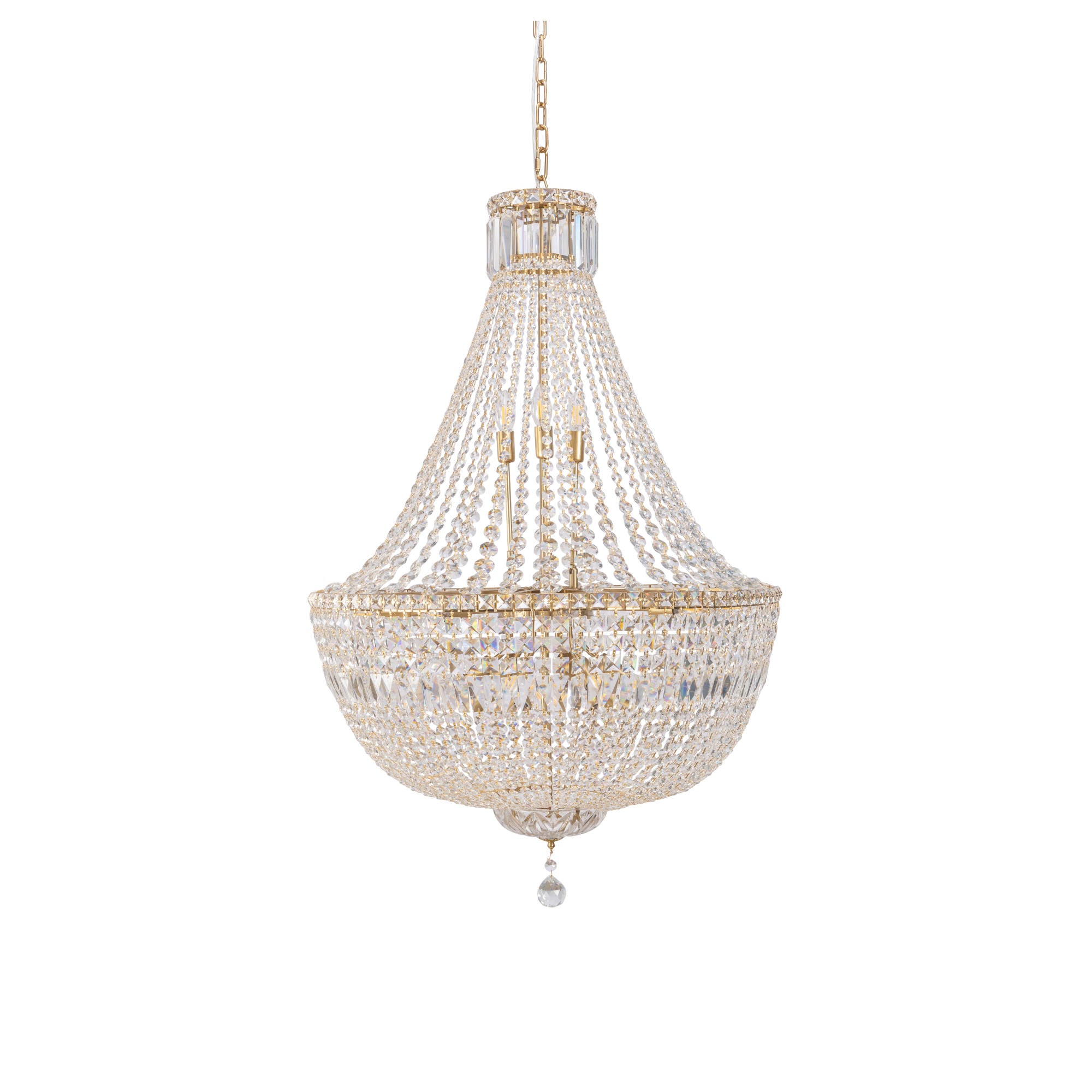 Classique Large 75cm 18 Light Basket Crystal Glass Chandelier, Satin Brass