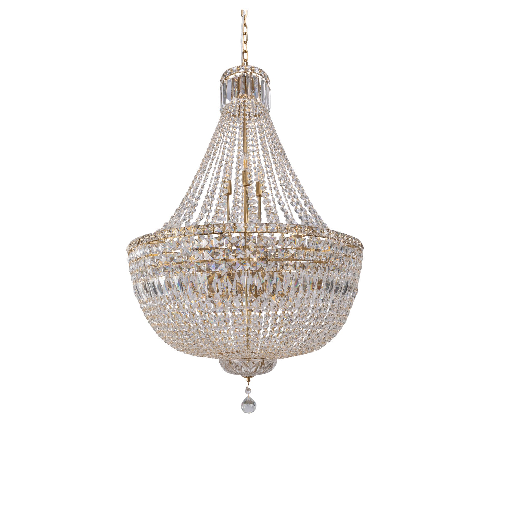 Classique Large 75cm 18 Light Basket Crystal Glass Chandelier, Satin Brass