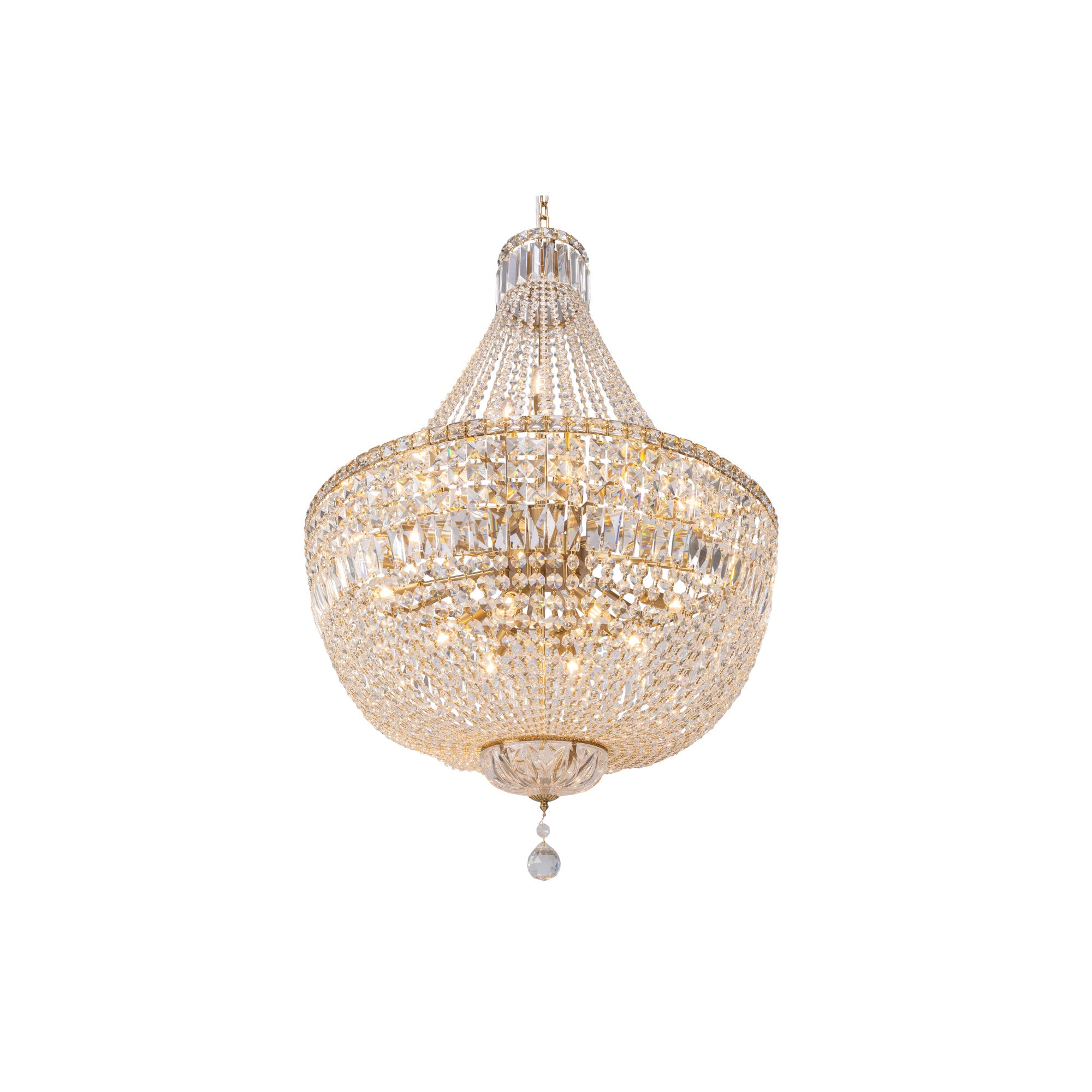 Classique Large 75cm 18 Light Basket Crystal Glass Chandelier, Satin Brass