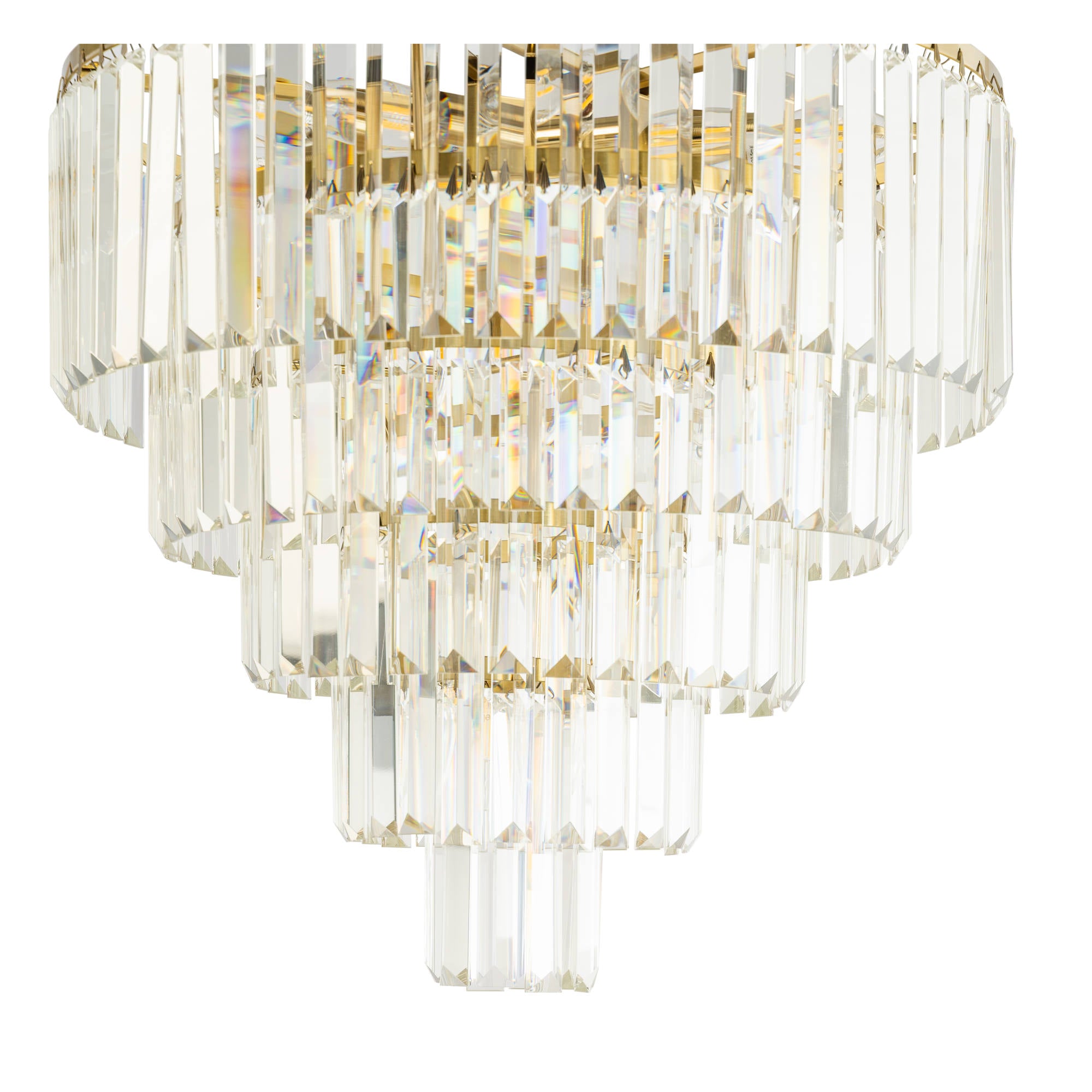 Celestial 49cm 10 Light 5 Tier Crystal Glass Chandelier, Satin Brass
