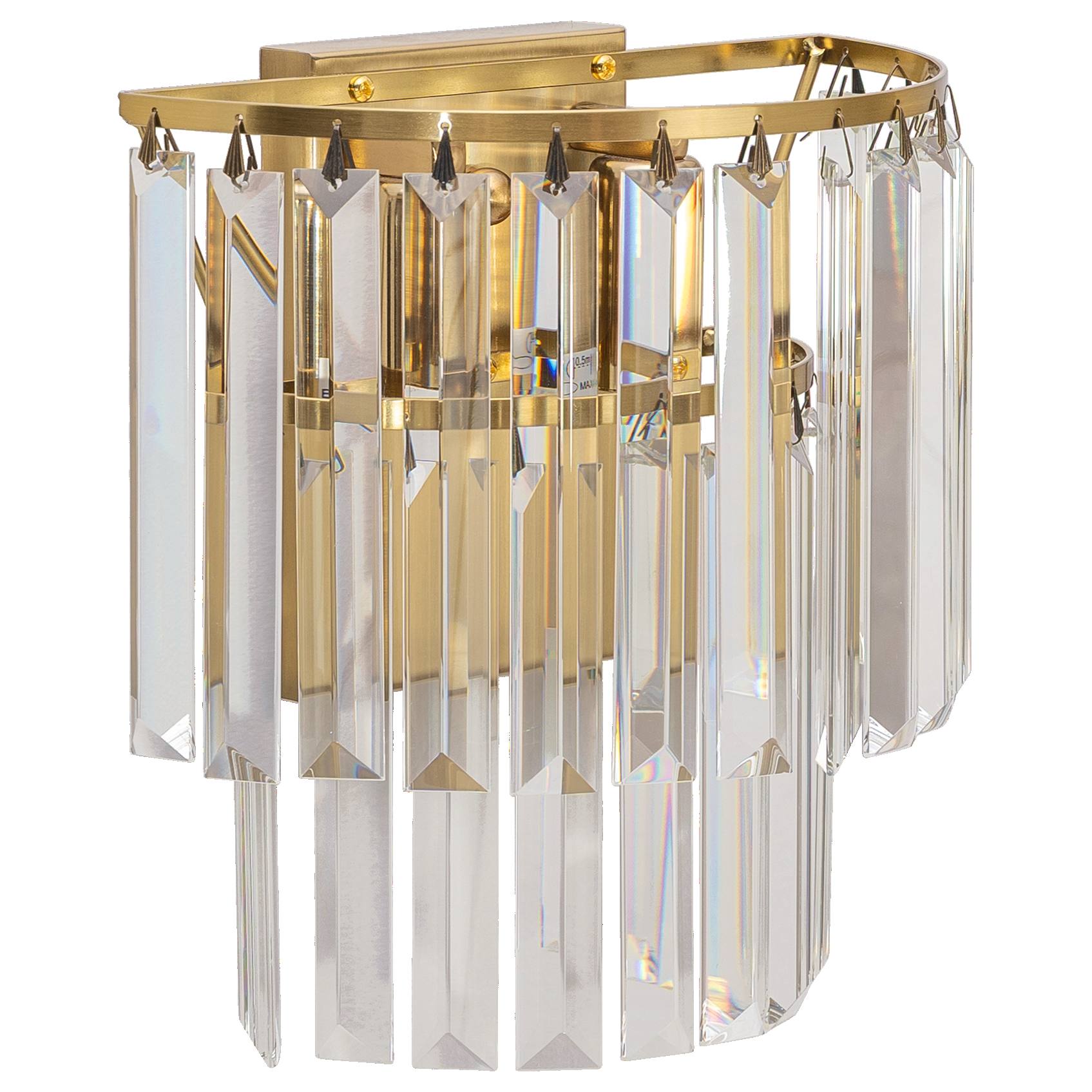 Celestial 2 Light 2 Tier Crystal Glass Wall Bracket, Satin Brass