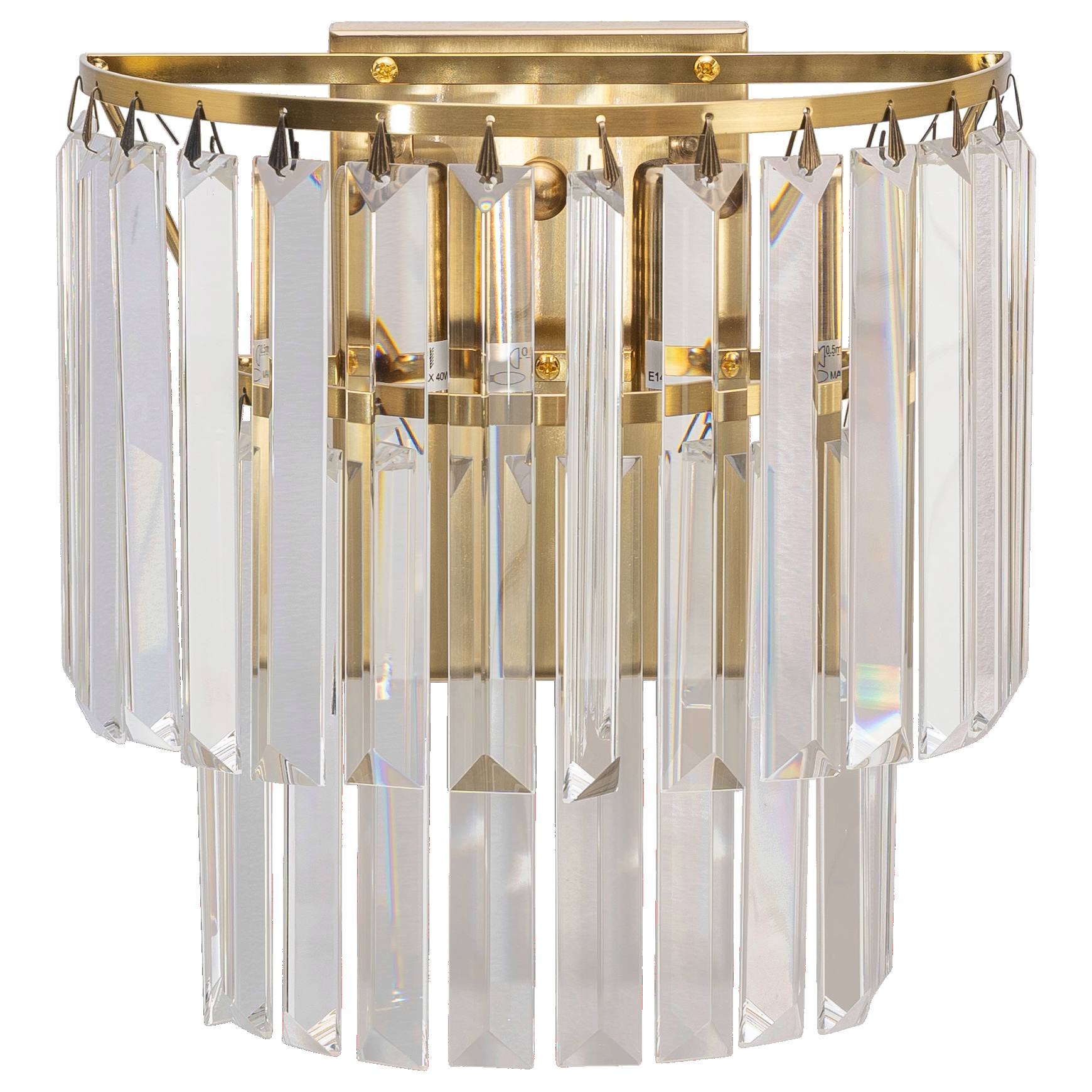 Celestial 2 Light 2 Tier Crystal Glass Wall Bracket, Satin Brass