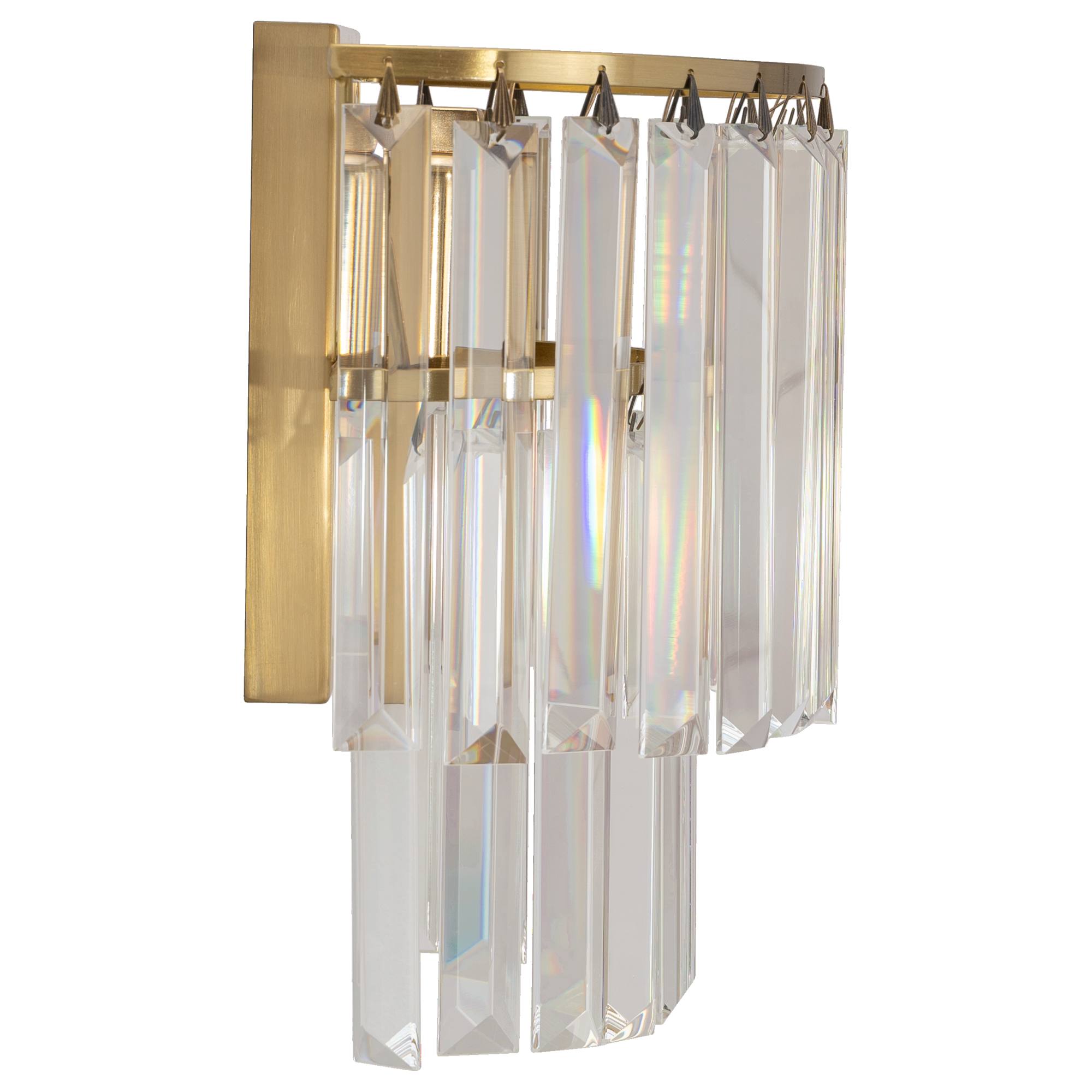 Celestial 2 Light 2 Tier Crystal Glass Wall Bracket, Satin Brass