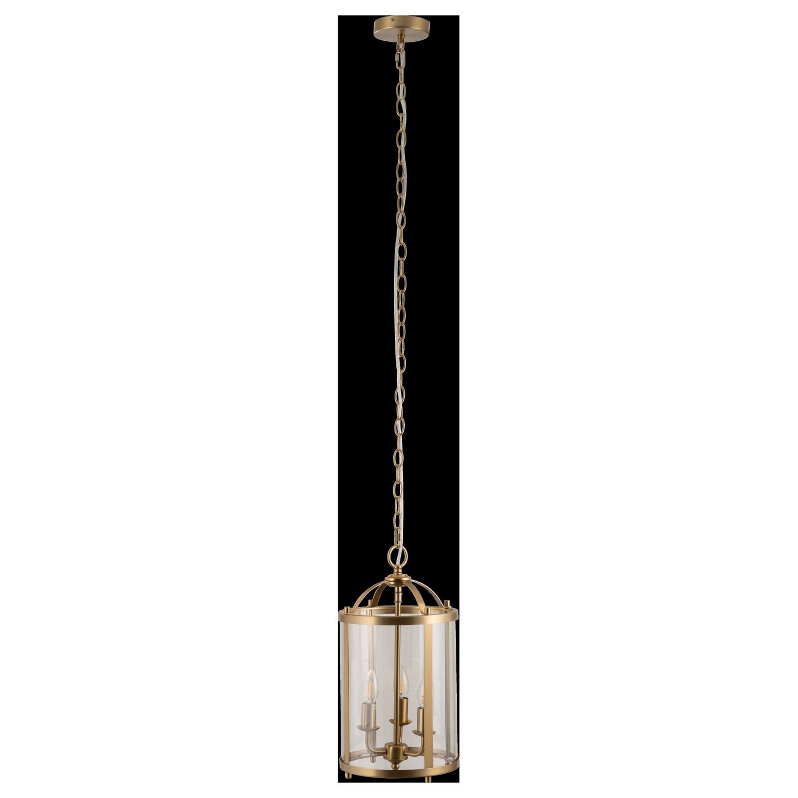 Manor Medium 3 Light Lantern, Satin Brass