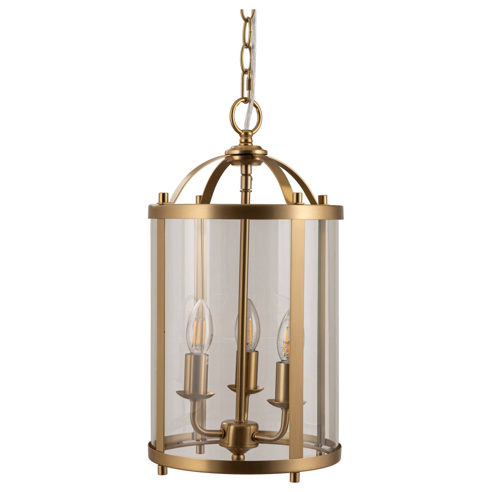 Manor Medium 3 Light Lantern, Satin Brass